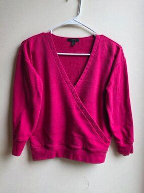 J. Crew Hot Pink V-Neck Crossover Sweatshirt Size XS